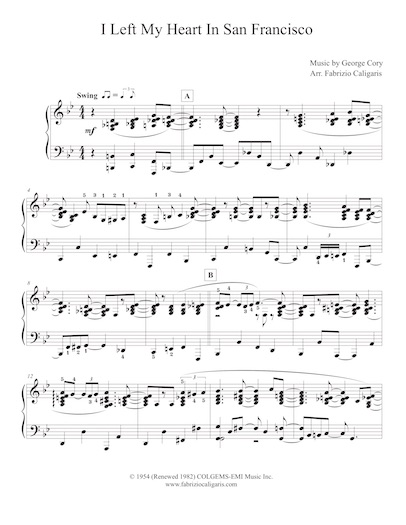 I Left My Heart | Fabrizio Caligaris piano arrangements